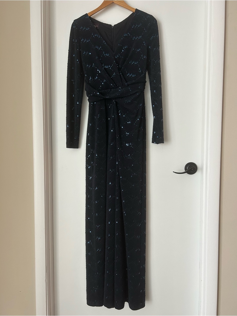 Talbot Runhof Didi4 Sequin Draped Evening Jumpsuit | Midnight Blue | Size 8